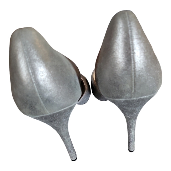 Badgley Mischka Women's Metallic Gray D'orsay Leather Holiday Heels Sz 10 - Picture 7 of 10